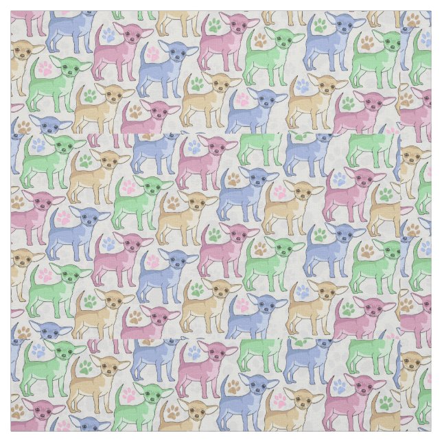 Chihuahua Lover Colourful Pattern Fabric (Swatch)