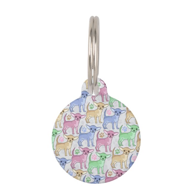 Chihuahua Lover Colourful Pattern Pet Tag (Front)