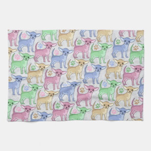 Chihuahua Lover Colourful Pattern Tea Towel