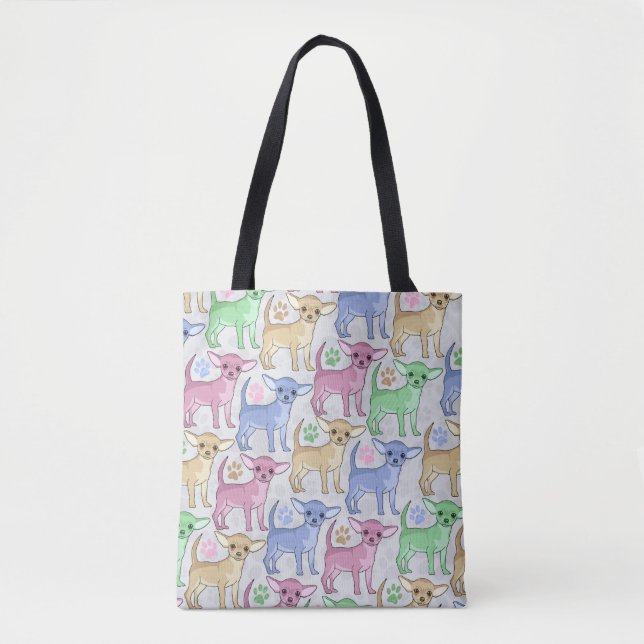 Chihuahua Lover Colourful Pattern Tote Bag (Front)