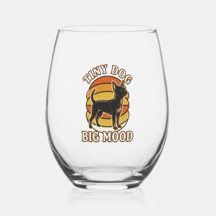 Chihuahua Lover Shirt Retro Engraved Dog Humour De Stemless Wine Glass