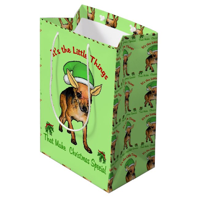 Chihuahua Lovers Christmas Medium Gift Bag (Back Angled)