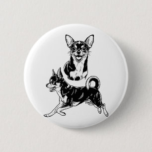 Chihuahua Lover's Delight Dynamic Duo in Black 6 Cm Round Badge