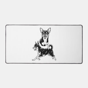 Chihuahua Lover's Delight Dynamic Duo in Black Desk Mat