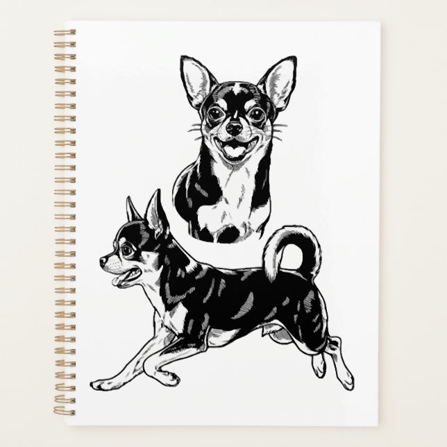 Chihuahua Lover's Delight Dynamic Duo in Black Planner (Front)