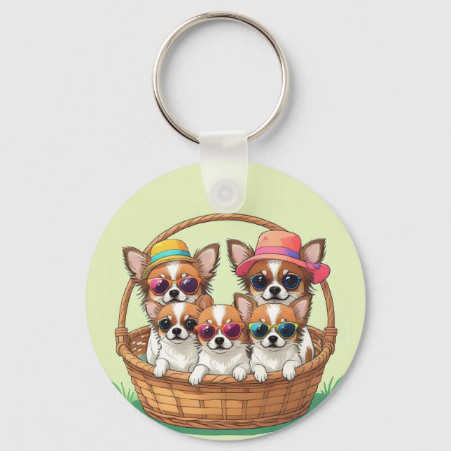 Chihuahua lustige Welpen Key Ring (Front)