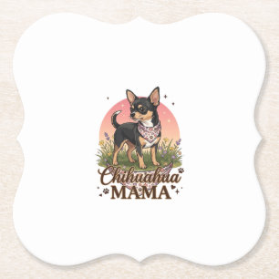 Chihuahua Mama Dog Pink Floral Bandana_1 Paper Coaster