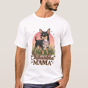 Chihuahua Mama Dog Pink Floral Bandana_1 T-Shirt