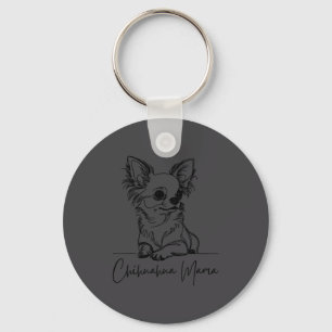 Chihuahua Mama Long Haired Chihuahua Mom Cute Dog  Key Ring
