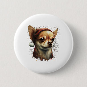Chihuahua  Merry Christmas  X-Mas Tree  Cute 6 Cm Round Badge