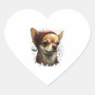 Chihuahua  Merry Christmas  X-Mas Tree  Cute Heart Sticker