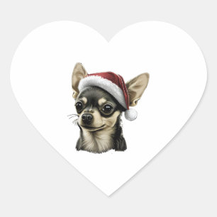 Chihuahua Merry Christmas X-Mas Tree Cute Heart Sticker