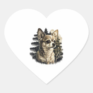 Chihuahua Merry Christmas X-Mas Tree Cute Heart Sticker