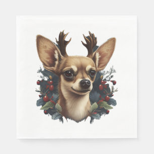 Chihuahua Merry Christmas X-Mas Tree Cute Napkin