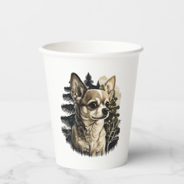 Chihuahua  Merry Christmas  X-Mas Tree  Cute       Paper Cups (Front)