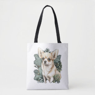 Chihuahua Merry Christmas X-Mas Tree Cute Tote Bag