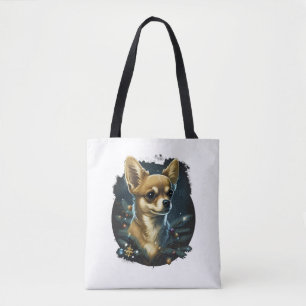 Chihuahua Merry Christmas X-Mas Tree Cute Tote Bag