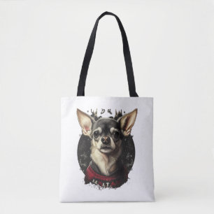 Chihuahua Merry Christmas X-Mas Tree Cute Tote Bag