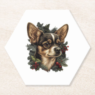 Chihuahua  Merry Christmas  Xmas Tree  Cute Dog Paper Coaster