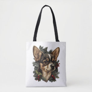 Chihuahua  Merry Christmas  Xmas Tree  Cute Dog Tote Bag