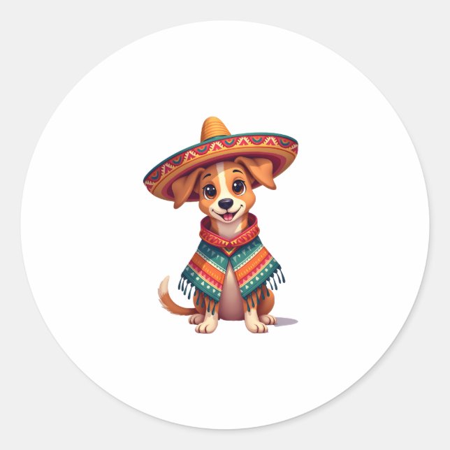 Chihuahua  Mexico  Cinco de Mayo  Funny Dog  (2) Classic Round Sticker (Front)