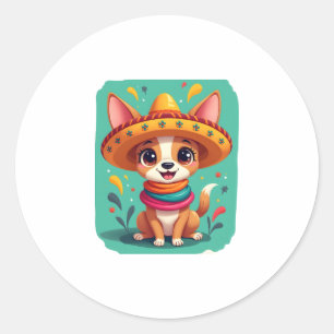 Chihuahua  Mexico  Cinco de Mayo  Funny Dog   (2) Classic Round Sticker