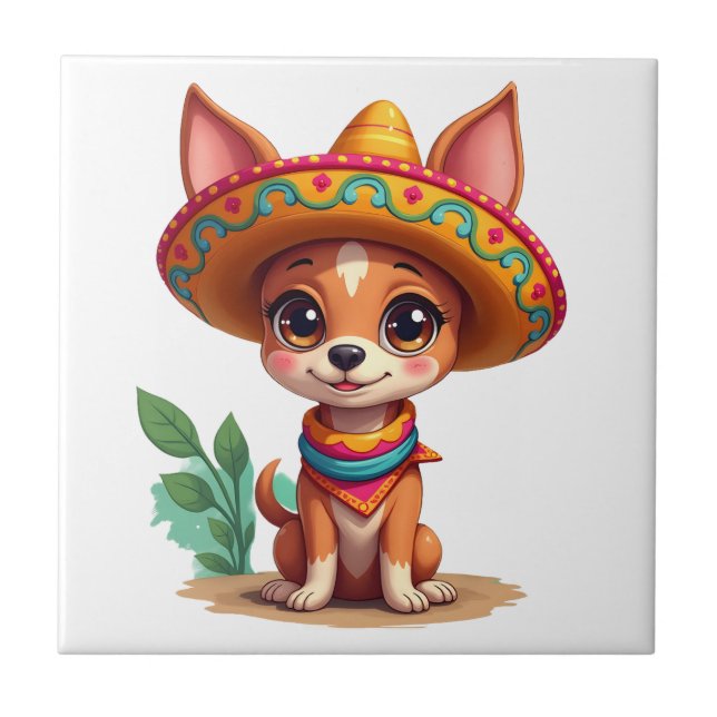 Chihuahua  Mexico  Cinco de Mayo  Funny Dog   (3) Tile (Front)