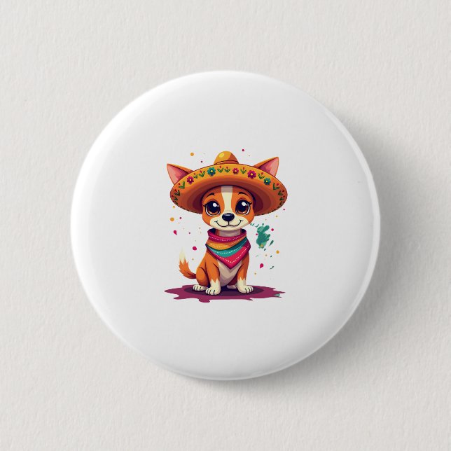 Chihuahua  Mexico  Cinco de Mayo  Funny Dog   (6) 6 Cm Round Badge (Front)
