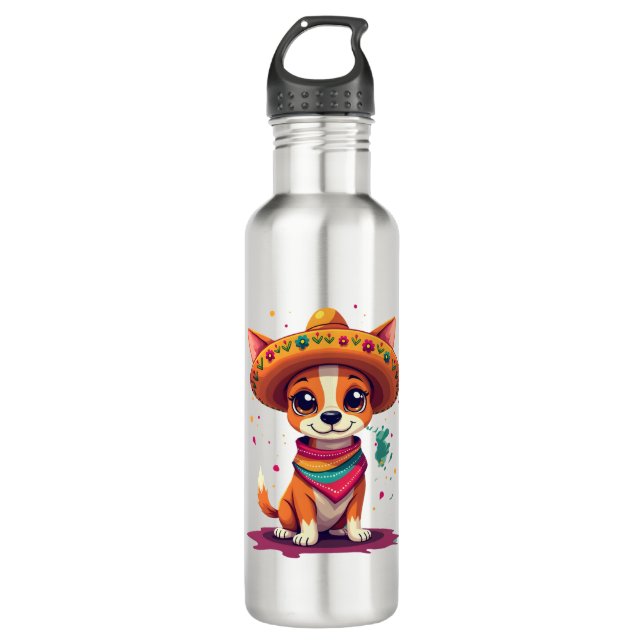 Chihuahua  Mexico  Cinco de Mayo  Funny Dog   (6) 710 Ml Water Bottle (Front)