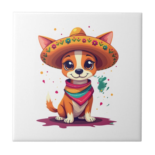Chihuahua  Mexico  Cinco de Mayo  Funny Dog   (6) Tile (Front)
