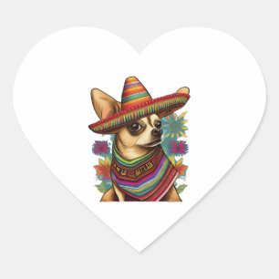 Chihuahua Mexico Cinco de Mayo Funny Dog Heart Sticker