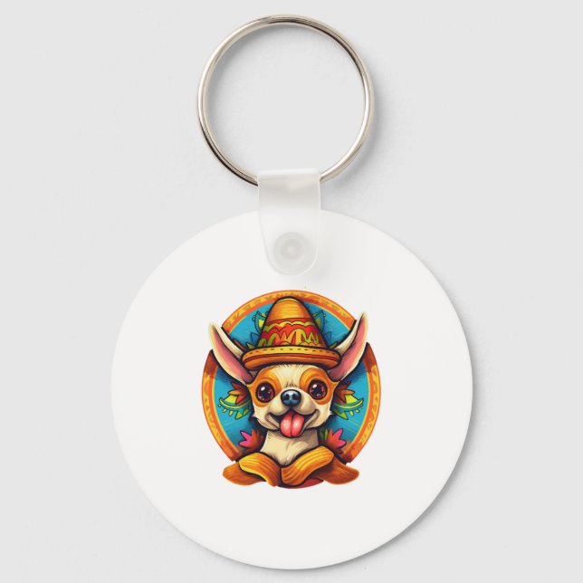 Chihuahua  Mexico  Cinco de Mayo  Funny Dog     Key Ring (Front)