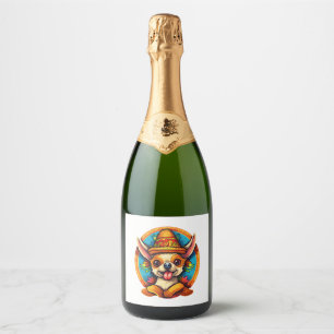 Chihuahua Mexico Cinco de Mayo Funny Dog Sparkling Wine Label