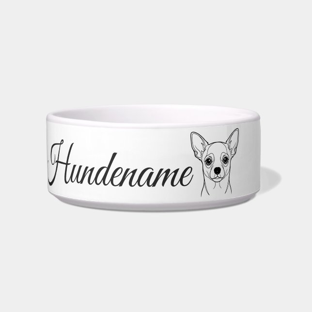 Chihuahua Minimalist Line Art personalized bowl (Front)