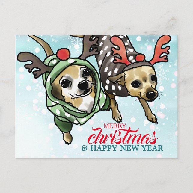 Chihuahua Mix Personalized for Christmas Holiday Postcard (Front)