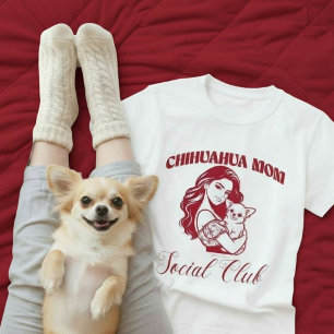 Chihuahua Mom Social Club Line Art Dog Owner Gift  T-Shirt