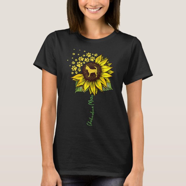 Chihuahua Mum Sunflower Chiwawa   Dog Mum Mama T-Shirt (Front)
