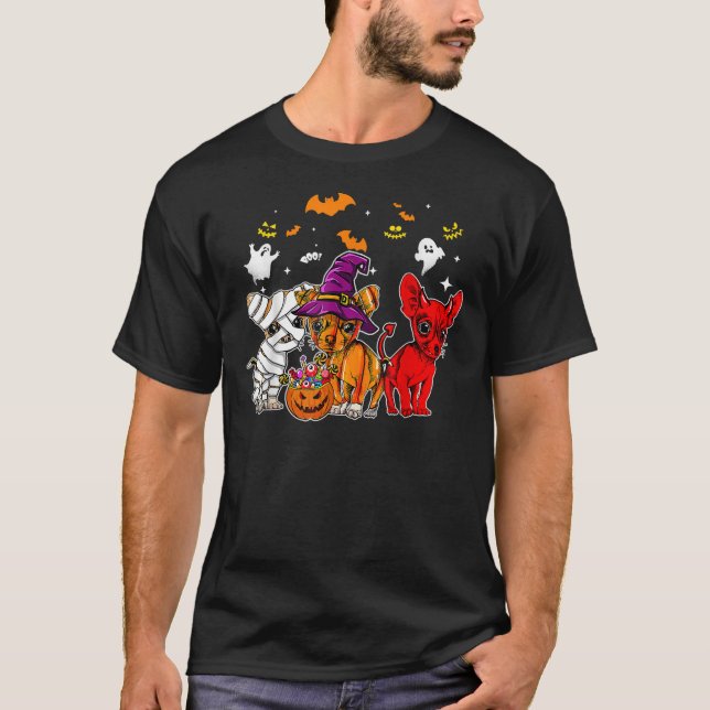 Chihuahua Mummy Witches Pumpkin Devil Halloween T-Shirt (Front)