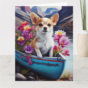 Chihuahua on a Paddle: A Scenic Adventure Card