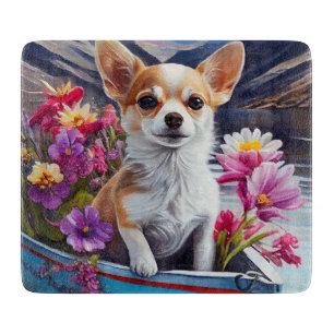 Chihuahua on a Paddle: A Scenic Adventure Cutting Board