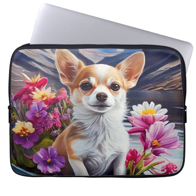 Chihuahua on a Paddle: A Scenic Adventure Laptop Sleeve (Front)