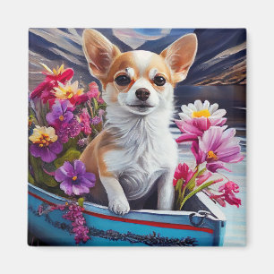 Chihuahua on a Paddle: A Scenic Adventure Magnet