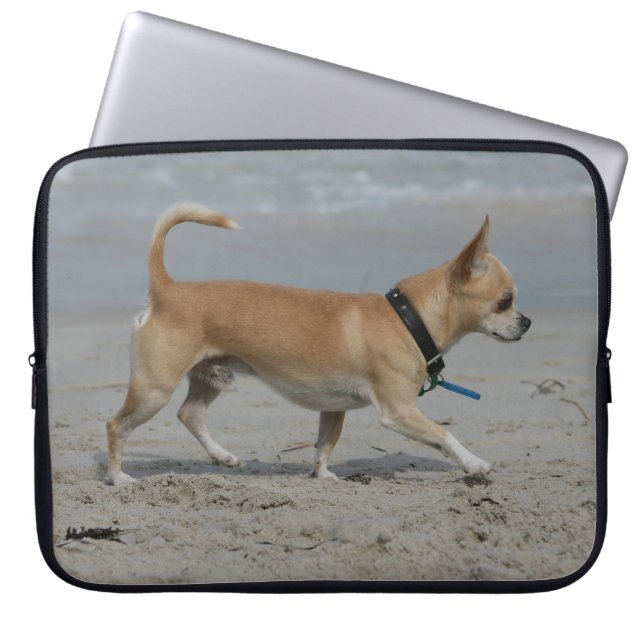 Chihuahua on Beach Laptop Sleeve (Front)