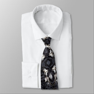 Chihuahua on Black Silk with Diamonds Tie