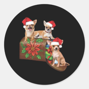 Chihuahua On Box Letter Christmas Ornament Cute Classic Round Sticker