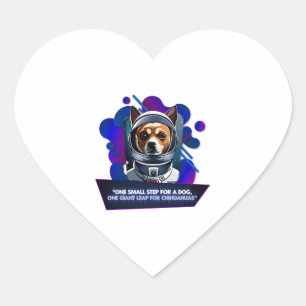 Chihuahua ¨One small step for a dog3 Heart Sticker
