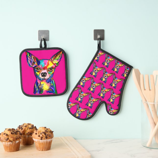 Chihuahua Oven Mitt & Pot Holder Set (Insitu(Hanging))