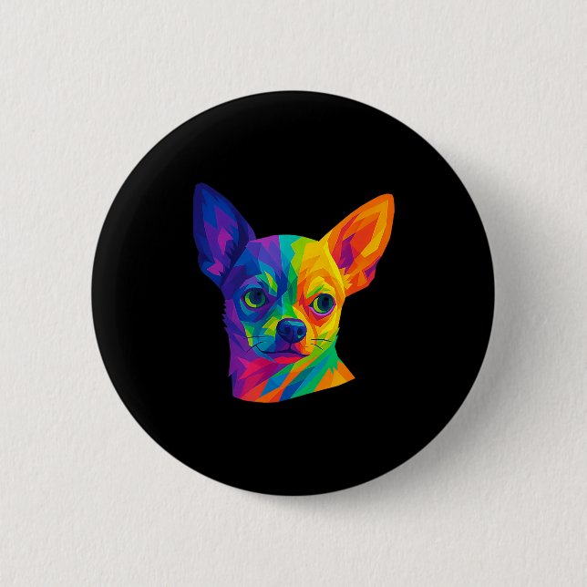 Chihuahua P Art Rtrait For Dog Owners  6 Cm Round Badge (Front)