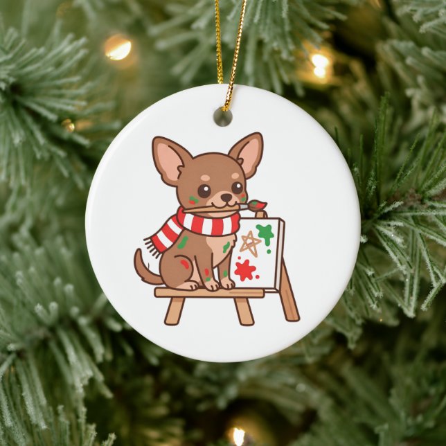 Chihuahua Painter Christmas Ornament Gift (Tree)