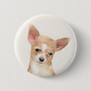 Chihuahua Painting - Cute Original Dog Art 6 Cm Round Badge